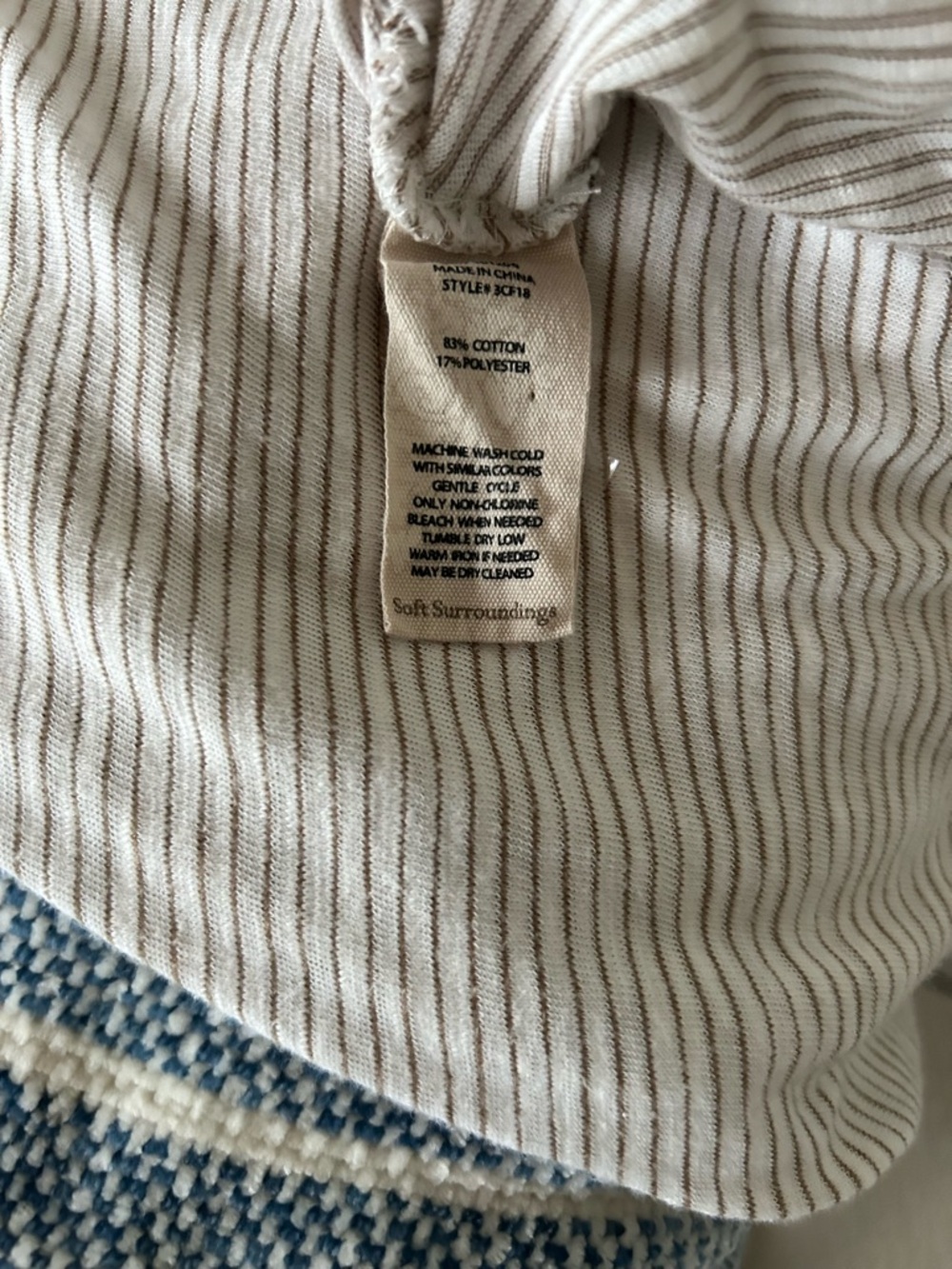 Soft Surrounding Cotton/Polyester Blend Ruffle Bottom Striped Top Size Small. - Picture 4 of 4